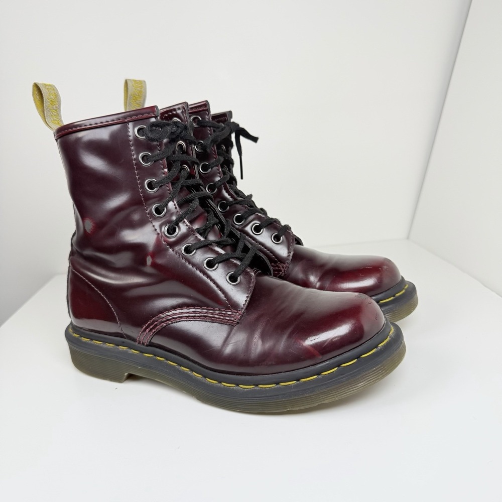 Dr. Martens 1460 Vegan Cherry Red Burgundy 8 Eye Boots Women's US 6 EU 37